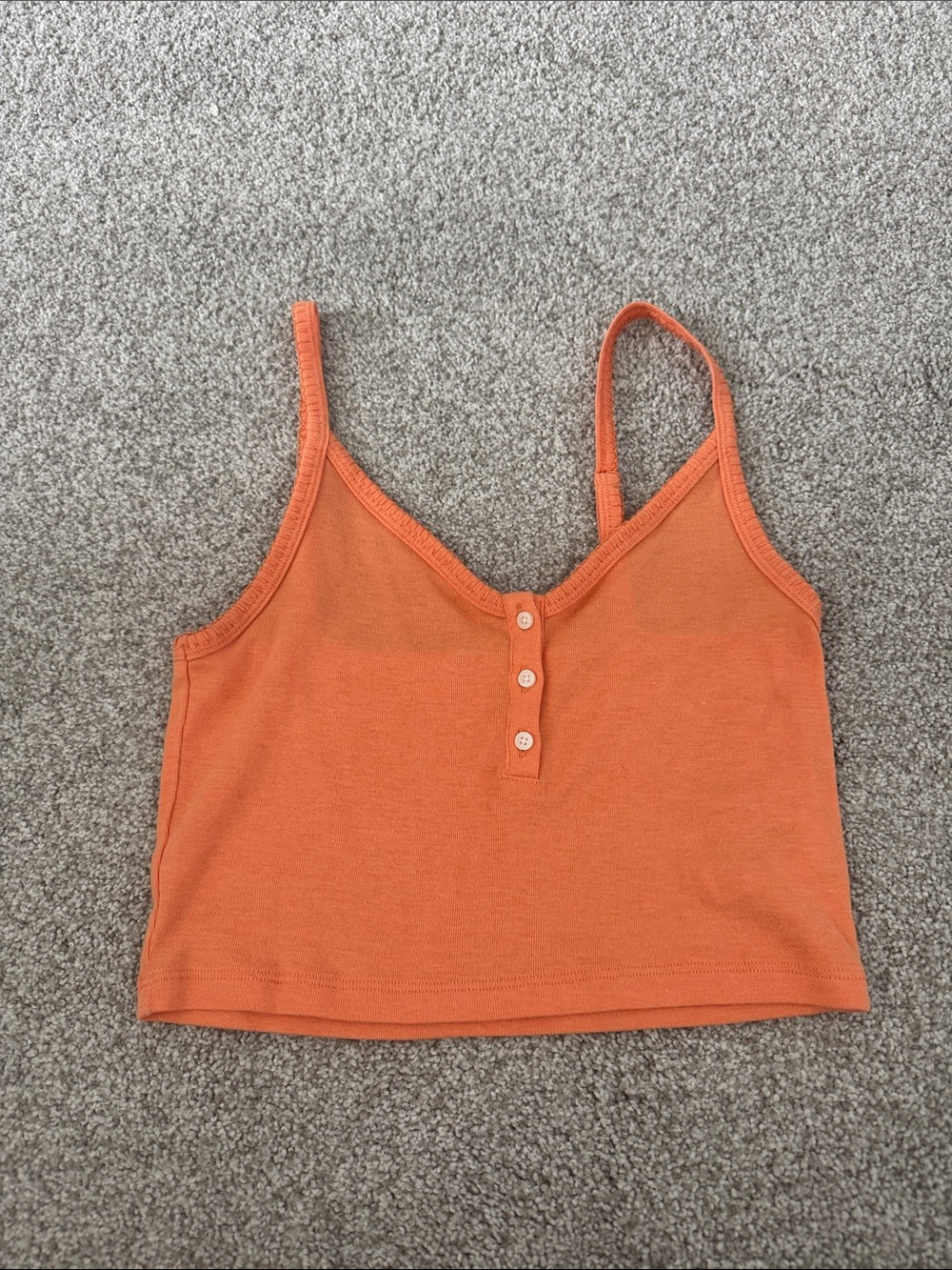 American Eagle Outfitters Orange Ribbed Button-Front Cropped Camisole